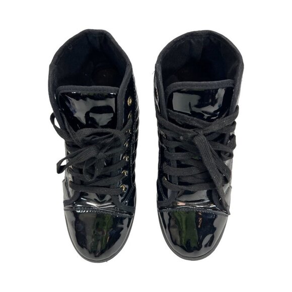 Women Qupid Reeve-01 Patent PU Capped Toe Quilted High Top Sneaker Womens 8 - Picture 2 of 8